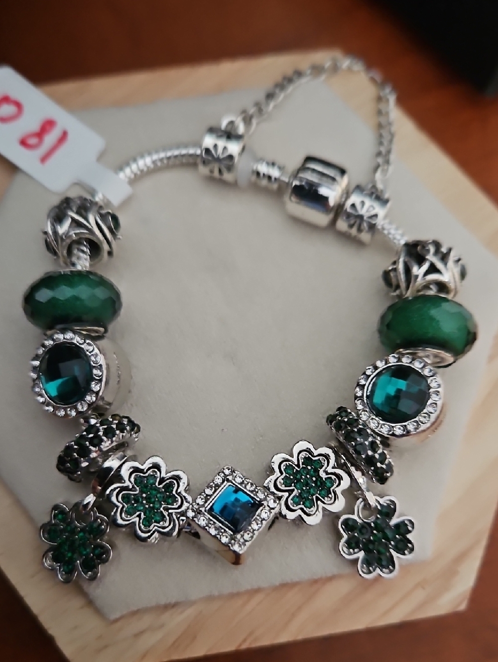 Green Crystal Charm Bracelet - Women Jewelry
